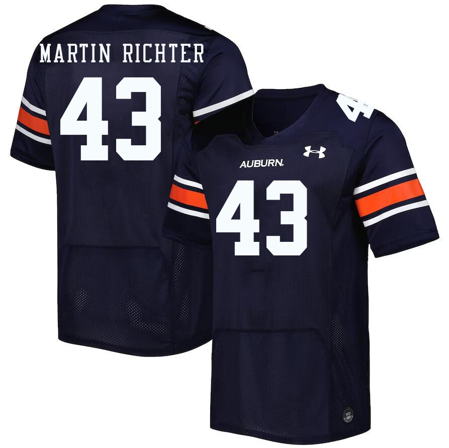Men #43 John Martin Richter Auburn Tigers College Football Jerseys Stitched Sale-Navy